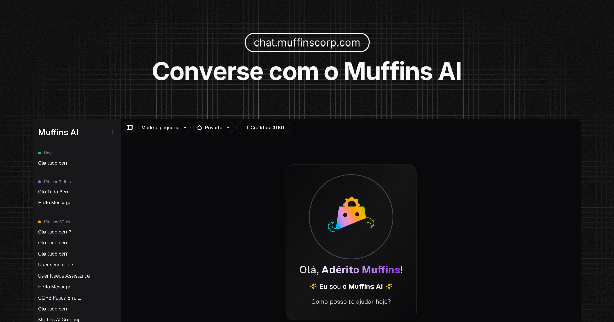 Visual da plataforma Muffins AI